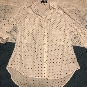 Sheer white poke a dot top